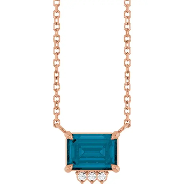 Thumbnail: Natural London Blue Topaz & .025 CTW Natural Diamond 18" Necklace