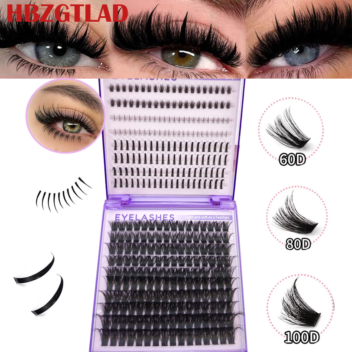 Lash Clusters Kit Lash Spikes Eyelash Clusters bottom Volume Individual Lashes D