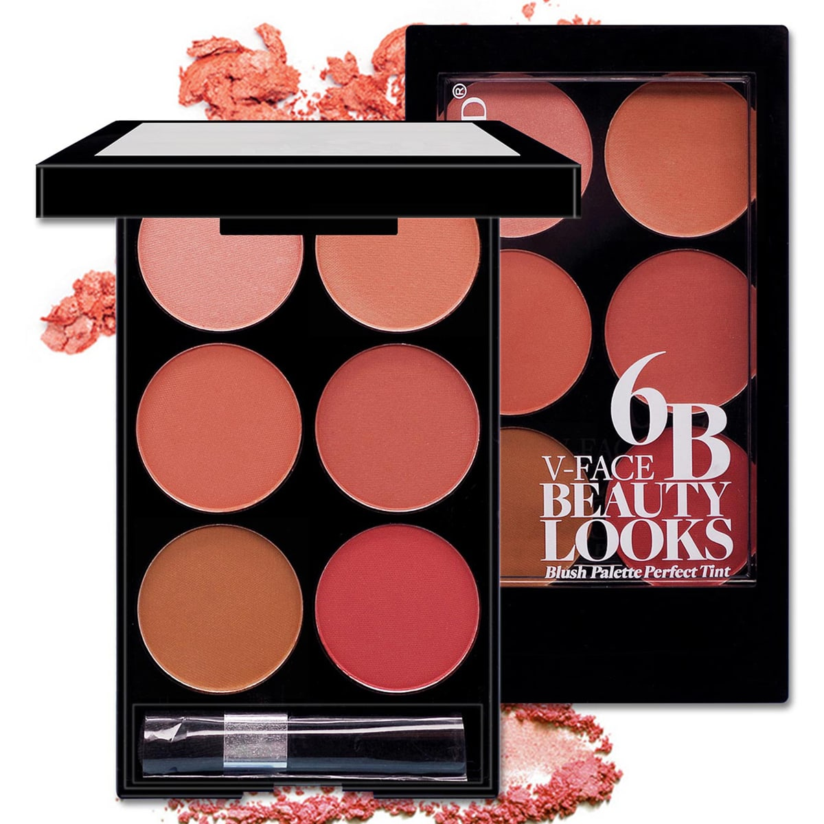 6-color blush and contouring all-in-one palette, pearlescent matte powder makeup