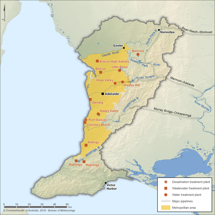 Detailed map of Adelaide and surrounding metro area