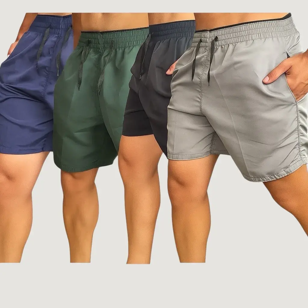 KIT Short Tactel Masculino Bermuda Praia Casual Academia Bolso