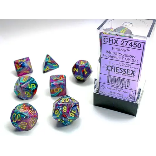 Thumbnail: Chessex | Festive | Blacklight Reactive | 7-Die Set