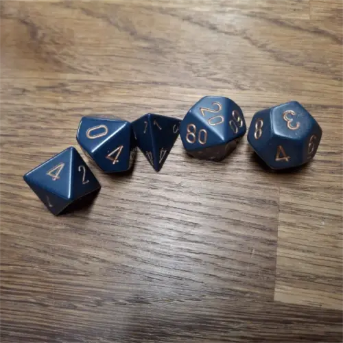 Chessex | Opaque | 7-Die Set | Dusty Blue/Copper | Missing D20/D6