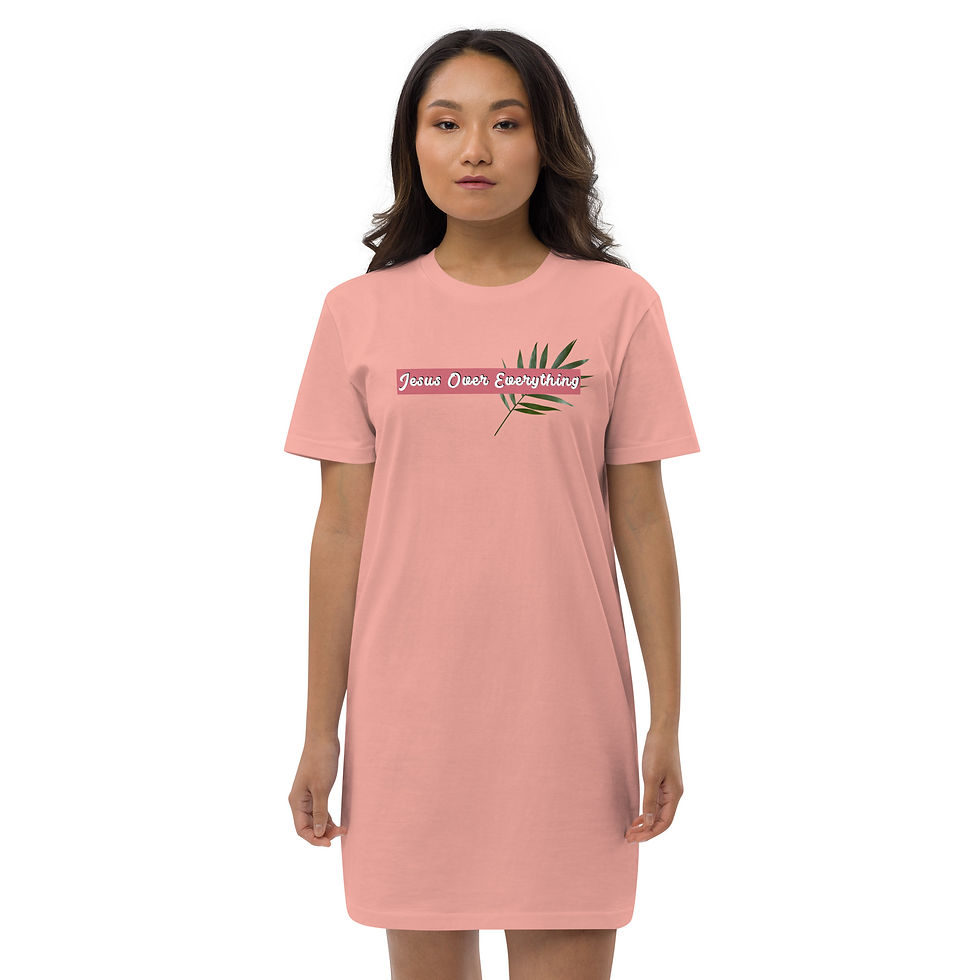 Thumbnail: Organic cotton "Jesus Over Everything" t-shirt dress