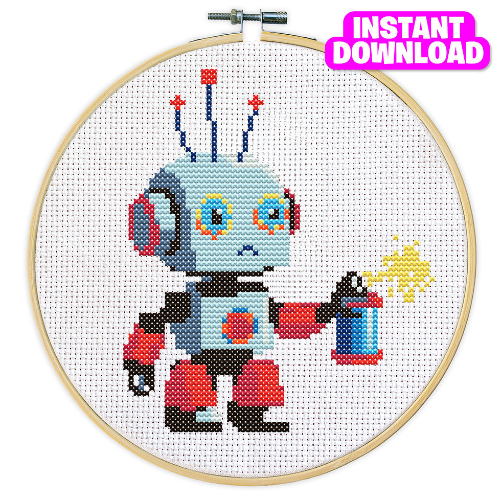 POP ROBOT Digital Cross Stitch Pattern Instant Download