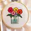 Thumbnail: Flowers cross stitch kit – pattern, threads and hoop in craft bag