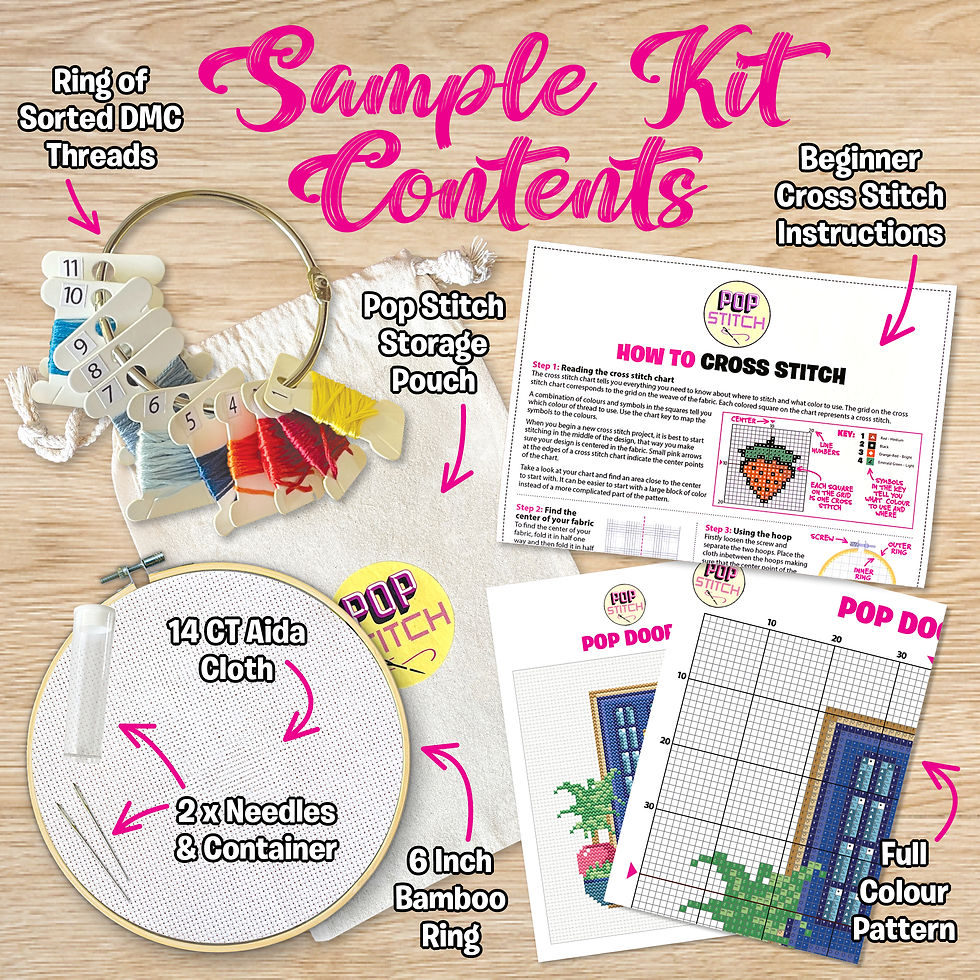 Thumbnail: Pop Door cross stitch kit – colourful door design Australia