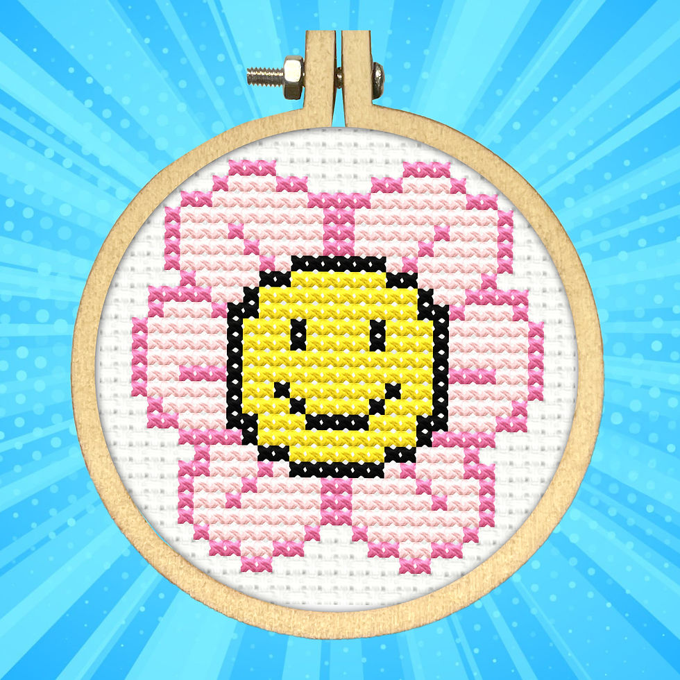 Modern flower cross stitch kit, beginner friendly, Popstitch Australia