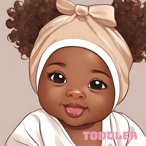 ai generated image of a beautiful brown-skinned toddler with curly afro puffs