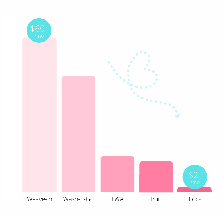 Hair Spending per style per month