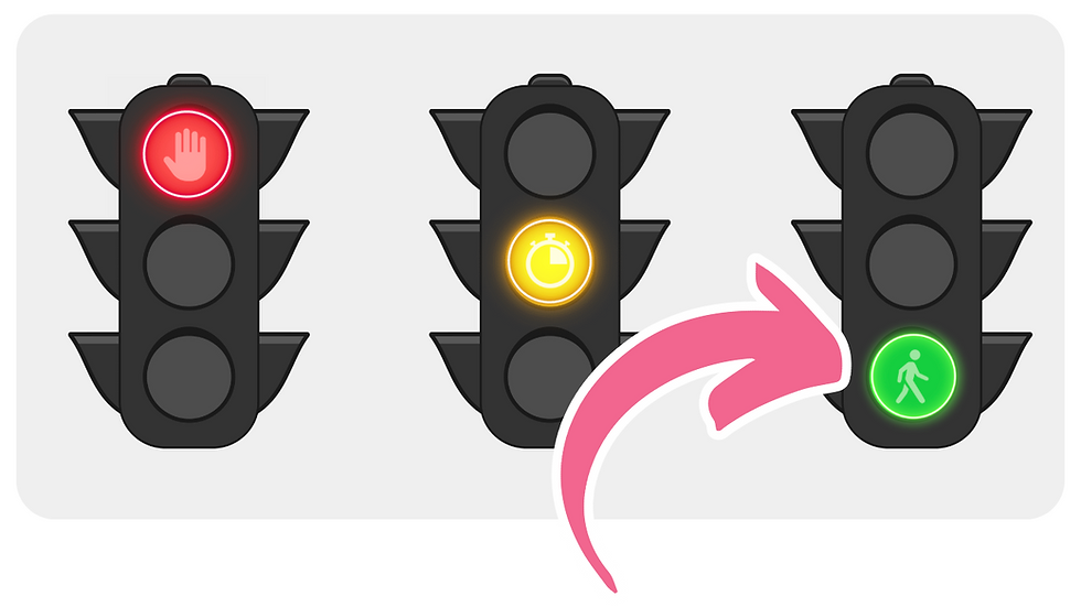traffic light designs depicting a red, yellow, and green light