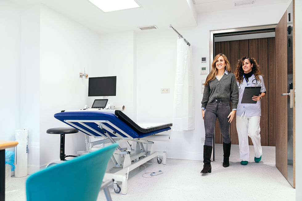 Picture of a patient entering a room to receive PEMF Therapy