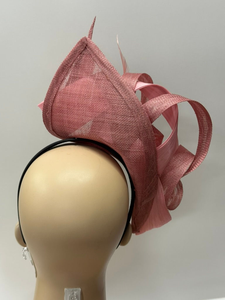 Thumbnail: BLUSH - Dusty Pink Silk Abaca Curl Headpiece