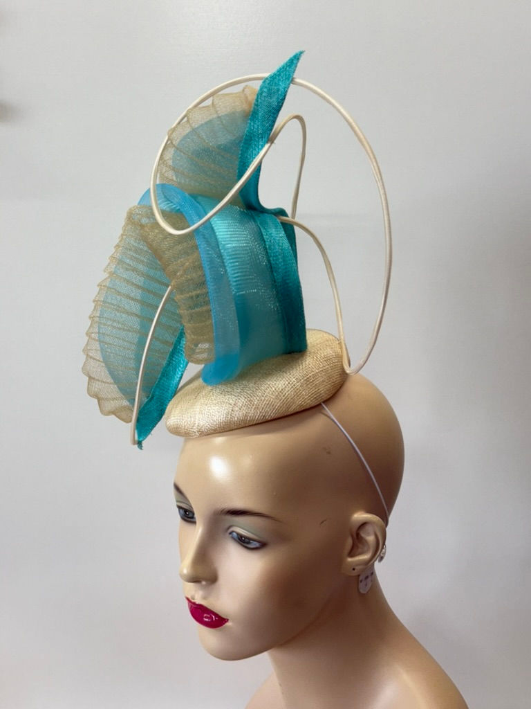 Thumbnail: AURORA - Aqua & Cream Sculptured Headpiece