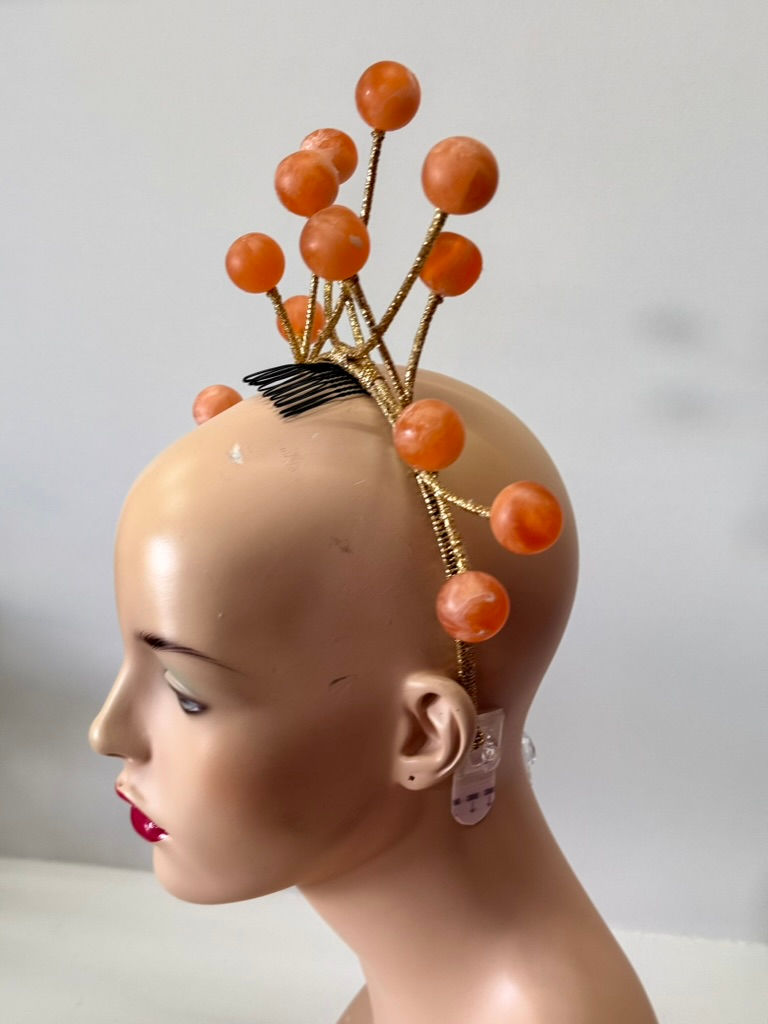 Thumbnail: OSSEY- Orange Bead Abstract Headpiece