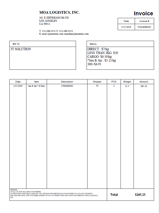 Thumbnail: MOA INVOICE as of 03/22/2019