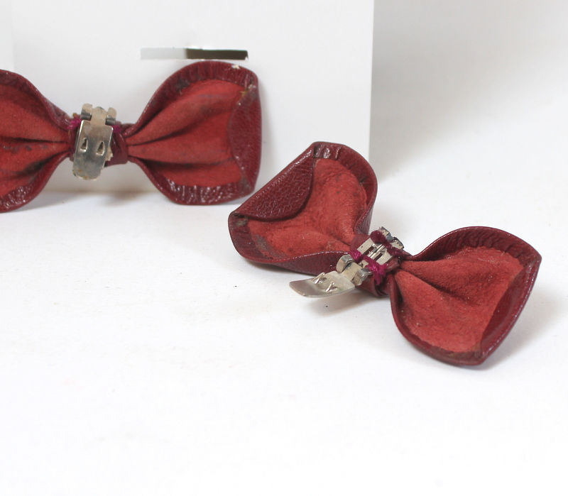 Miniature : Clips de chaussure en cuir bordeaux
