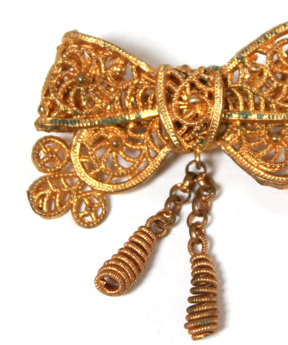 Miniature : Broche ancienne "noeud" à pendants