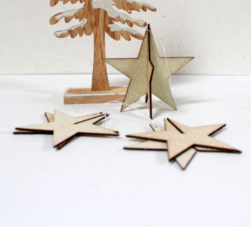 Miniature : Etoiles en bois pailleté