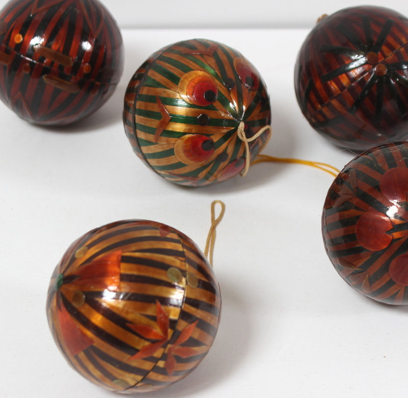 Miniature : 6 boules en bambou marqueté
