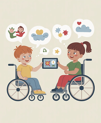 ideogram-v3.0_Two_children_–_a_boy_and_a_girl._The_children_are_non-verbal_and_communicate