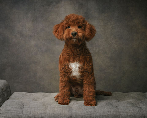 Portrait of dog on bench