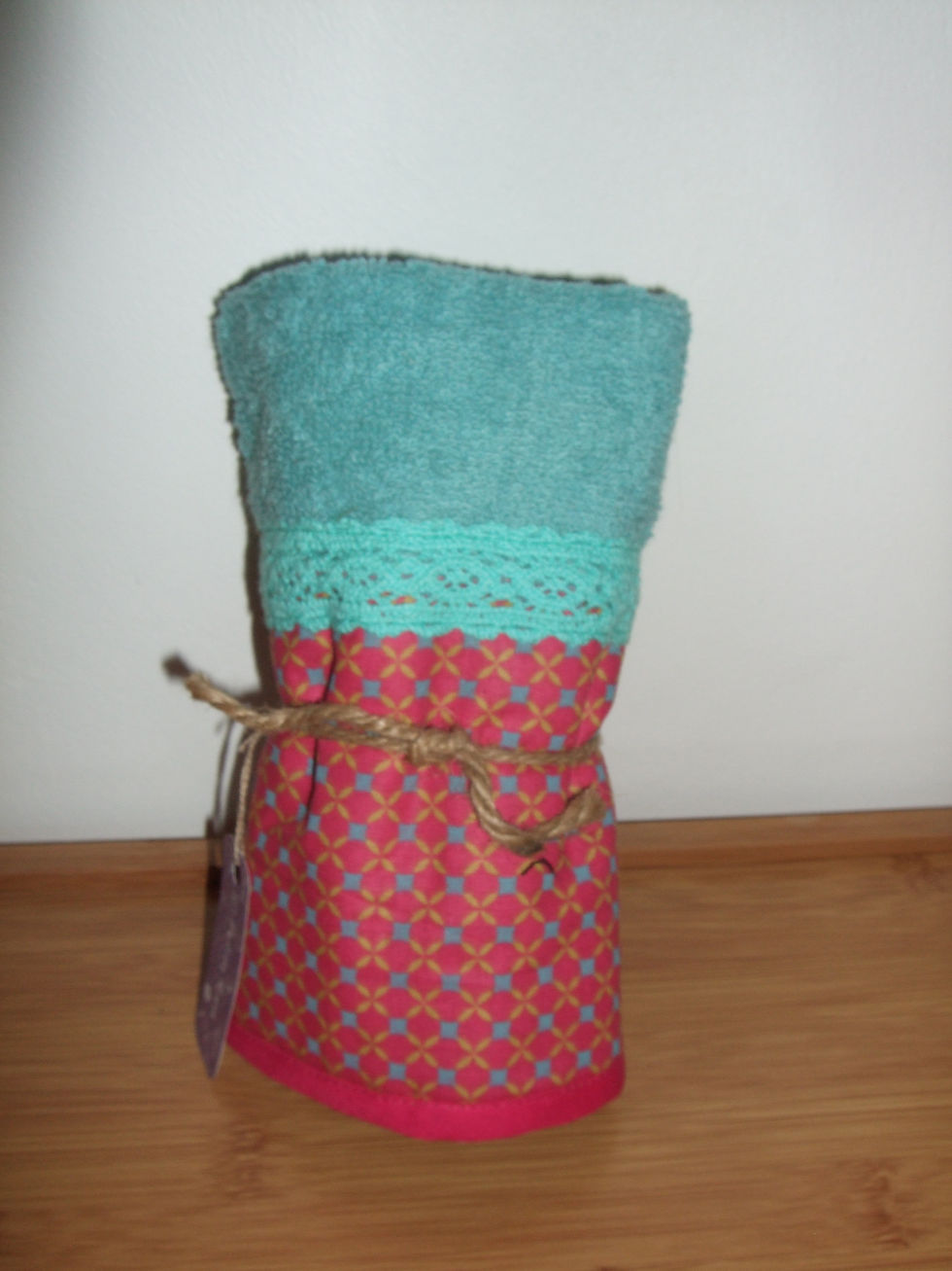 2017-004 eponge turquoise biais fuchsia