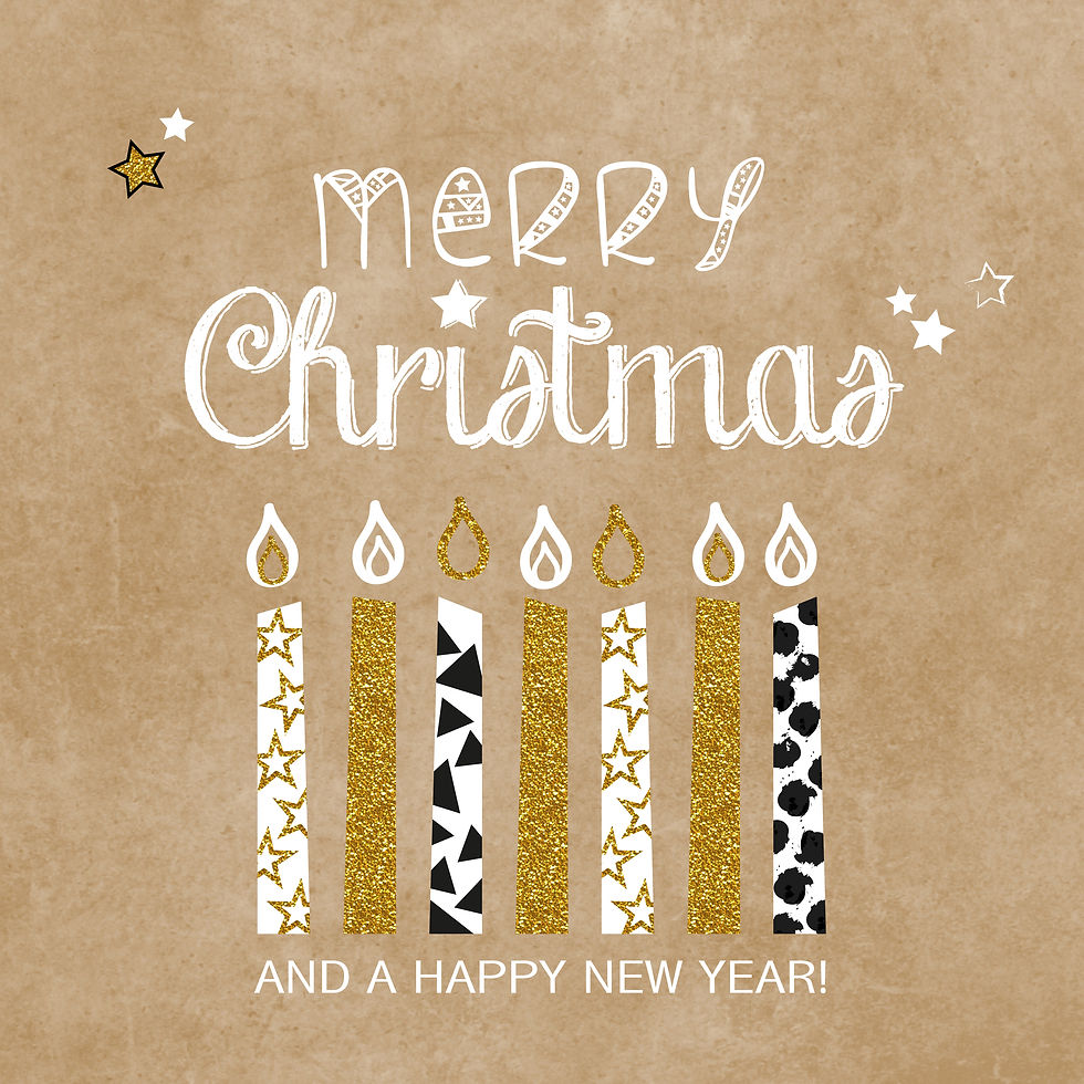 Kerstkaart kraft, handlettering en kaars