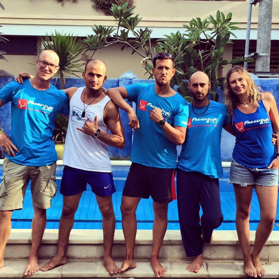 Gary and other instructors at Freedive Gili