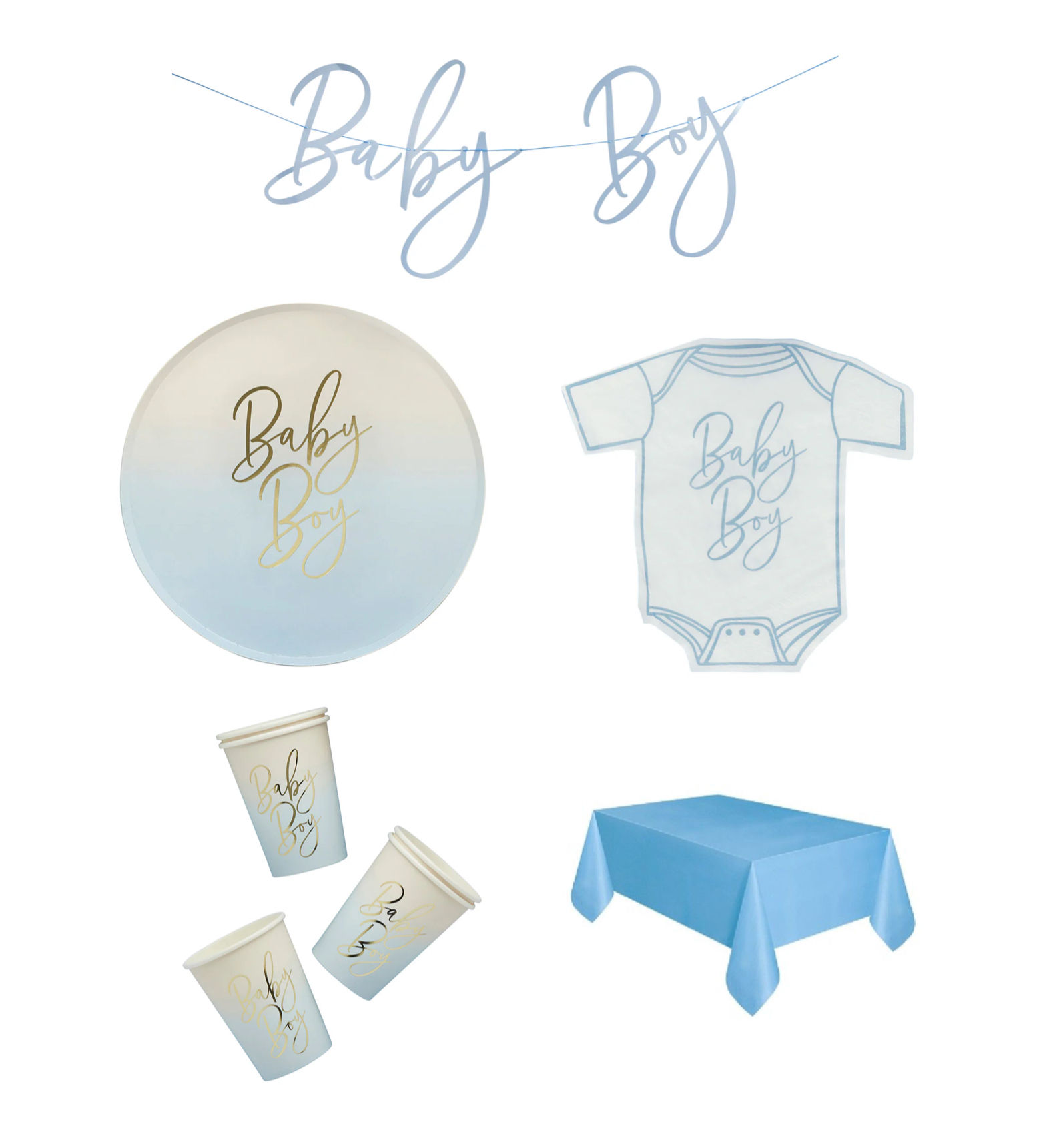 Blue Baby Shower Party Bundle (For 8)