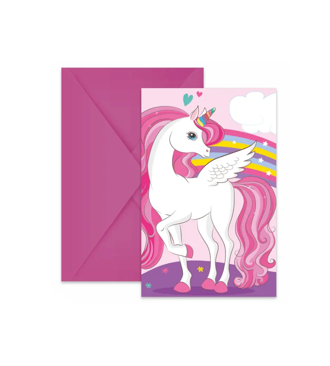 Unicorn Rainbow Party Invitations (6 Pack)