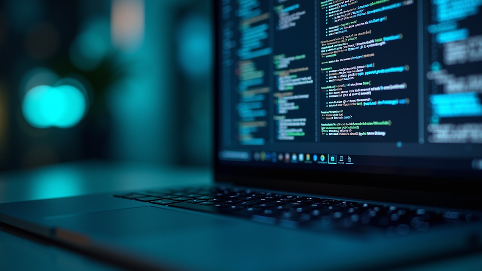 Close-up view of a laptop screen displaying data security protocols