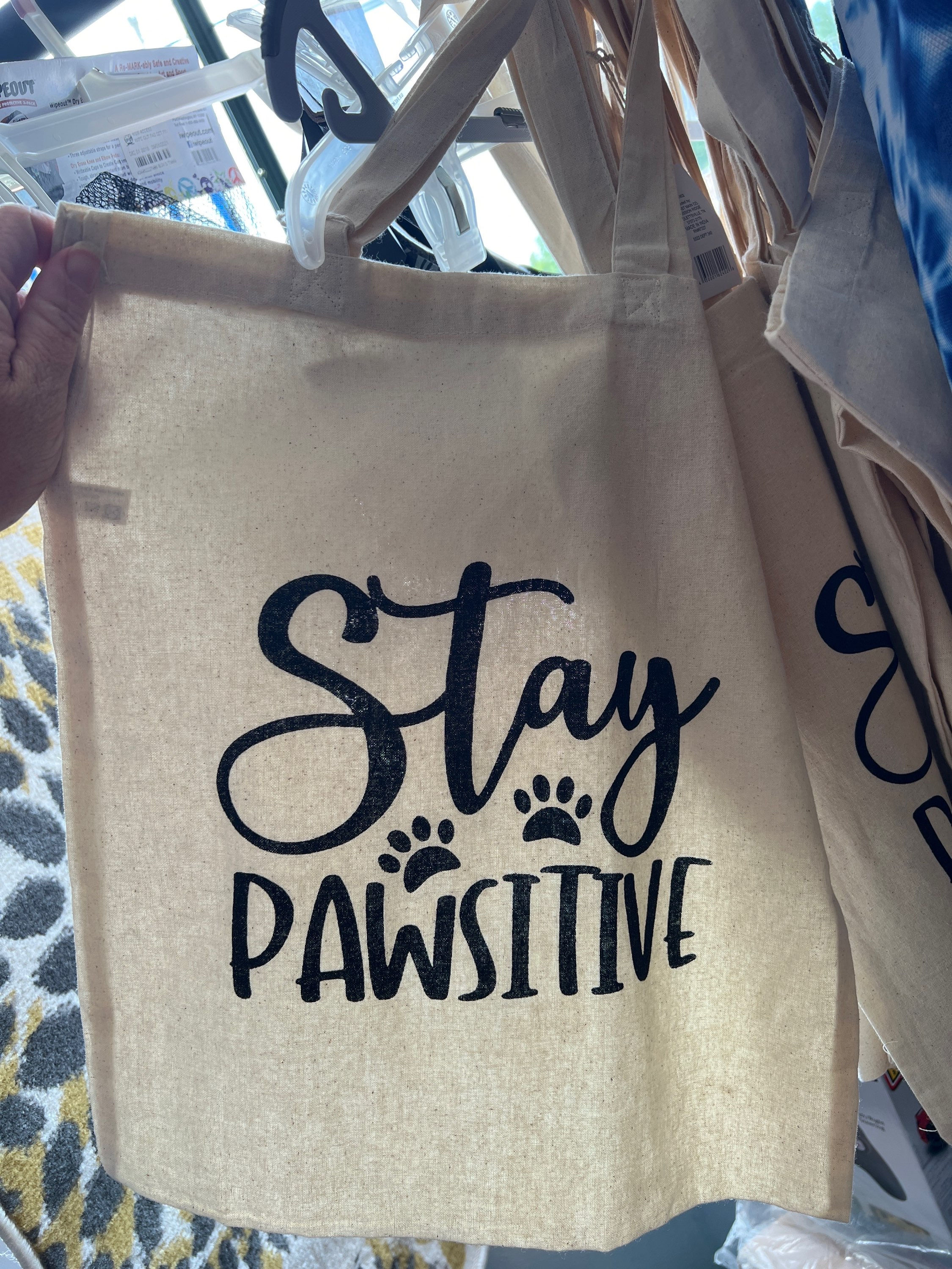 Stay pawsitive canvas tote 