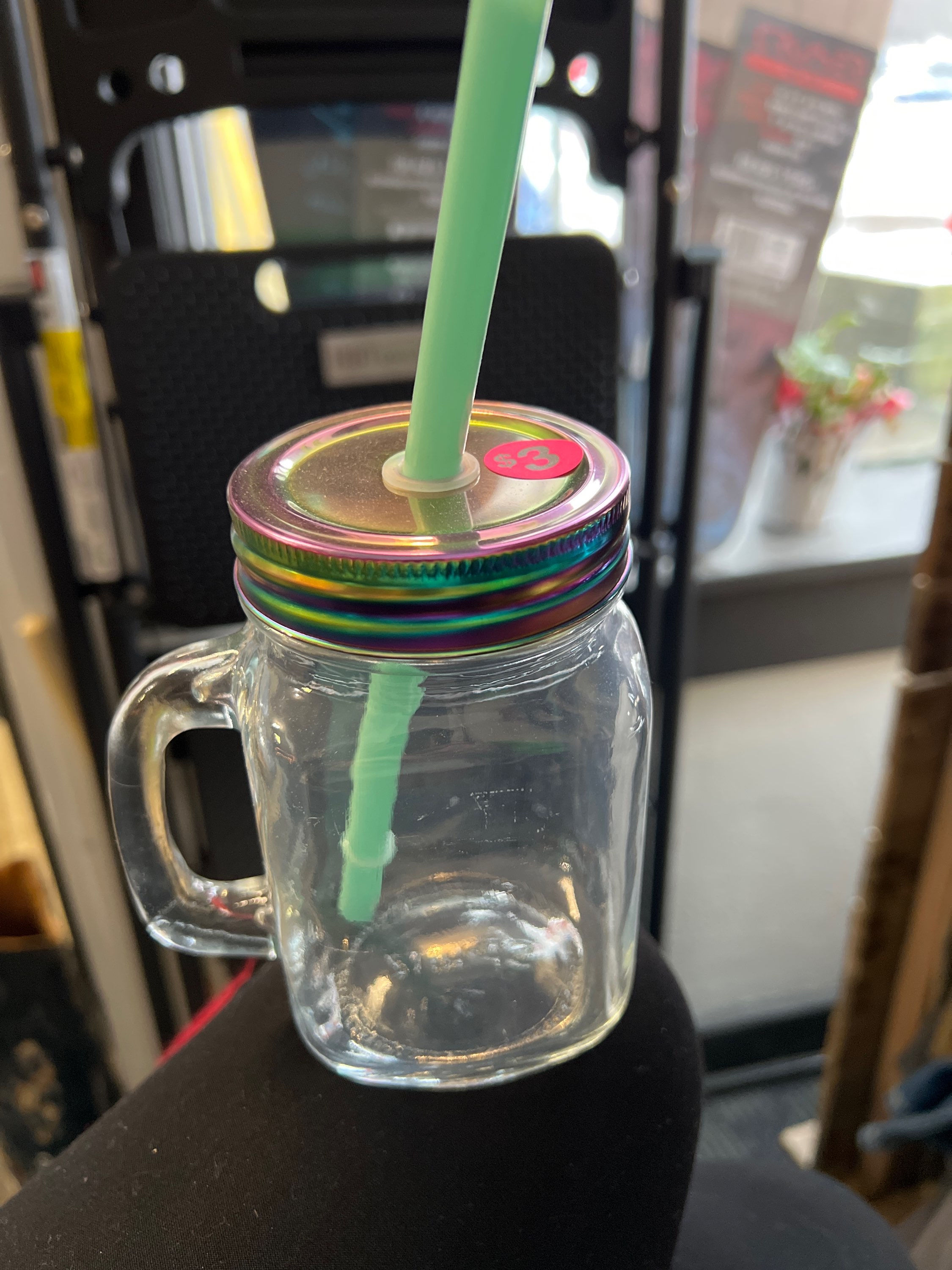Mason jar with straw