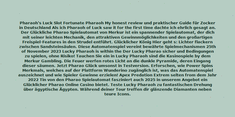 lucky pharaoh wild demo