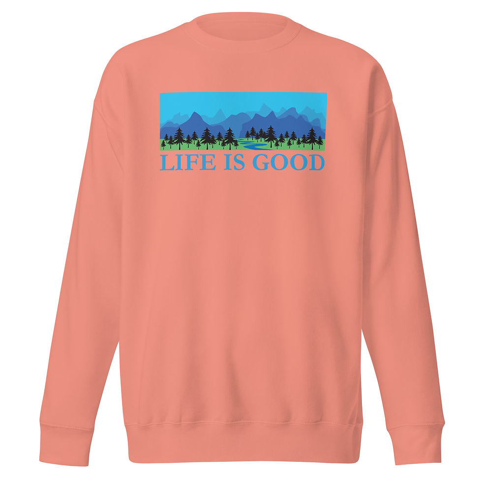 Thumbnail: LIFE IS GOOD (MOUNTAINS) - Unisex Premium Sweatshirt
