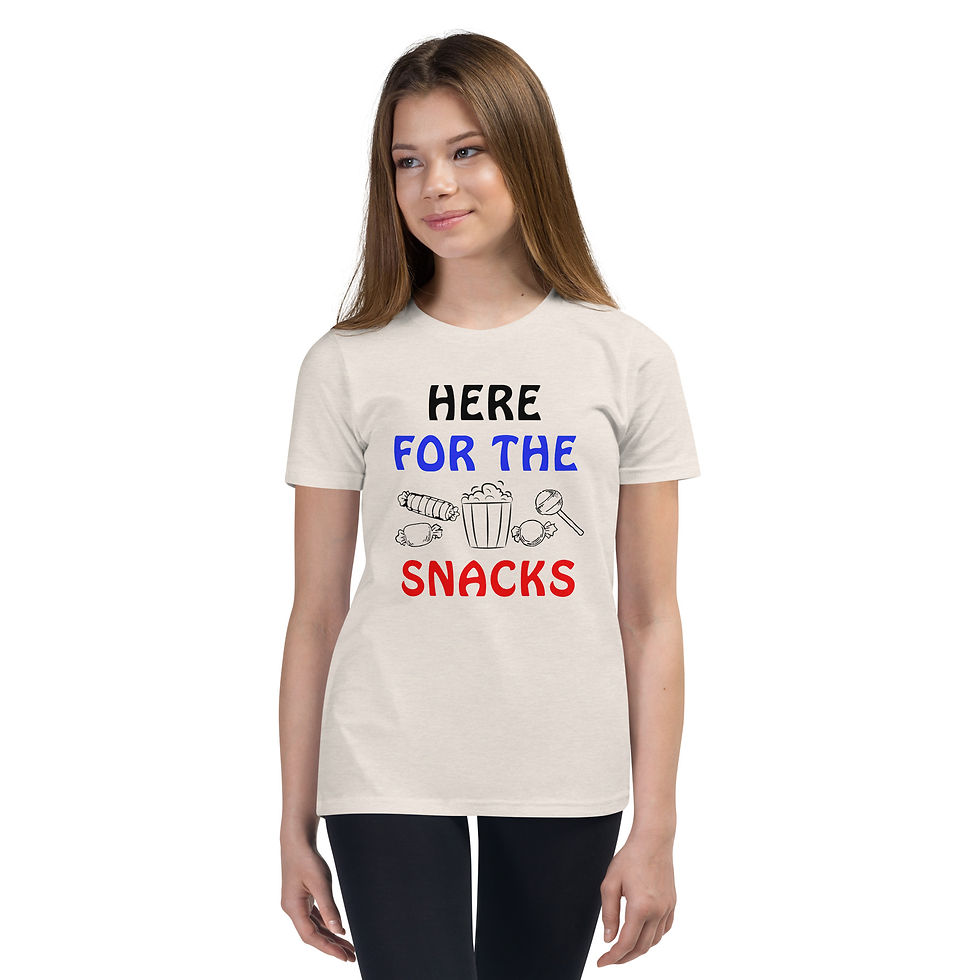 Thumbnail: HERE FOR SNACKS Light Color Youth Short Sleeve T-Shirt