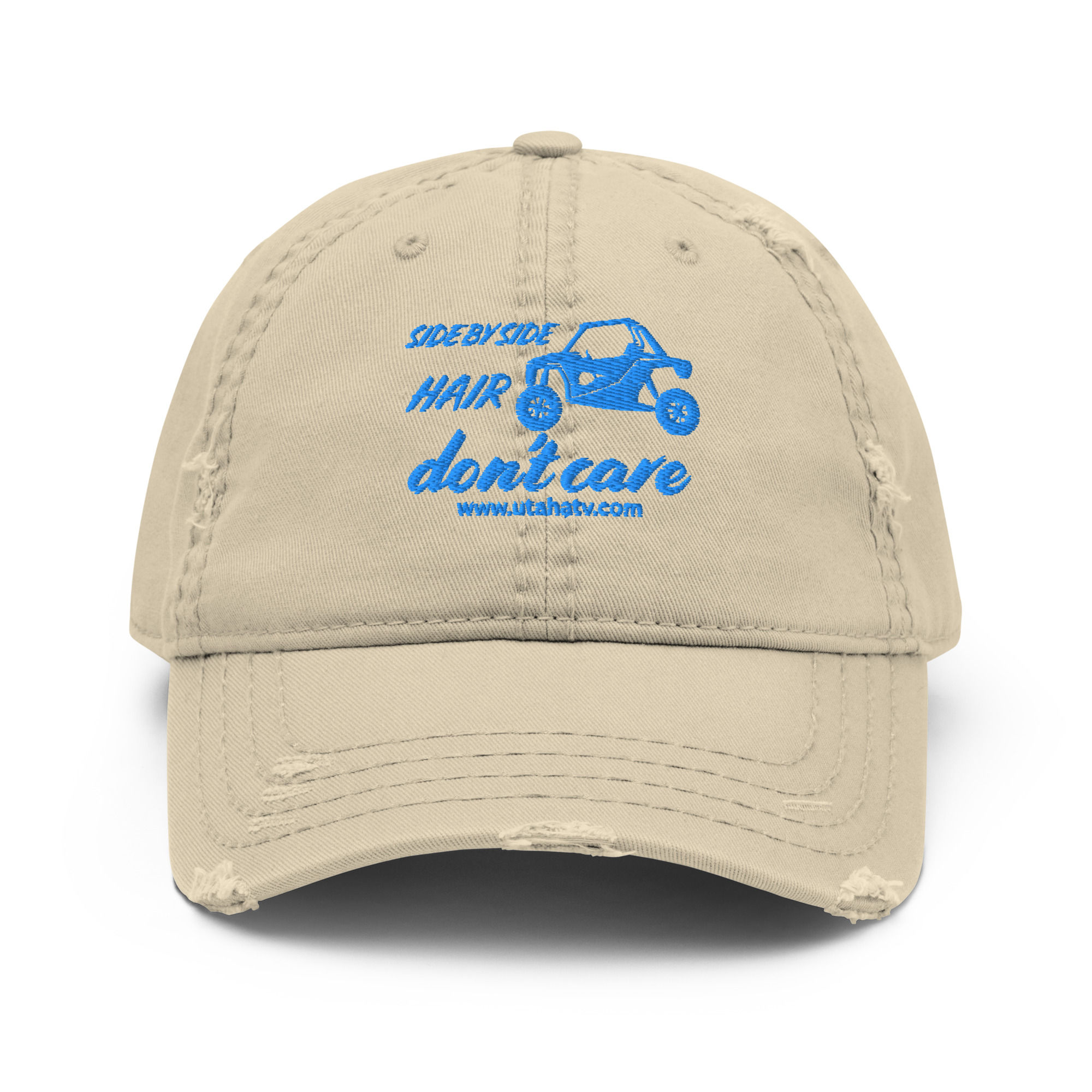 Side by Side Hair - Embroidered Distressed Dad Hat