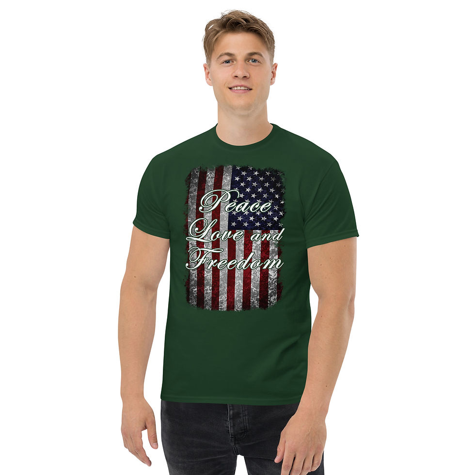 Thumbnail: Peace, Love and Freedom - Dark Unisex classic tee