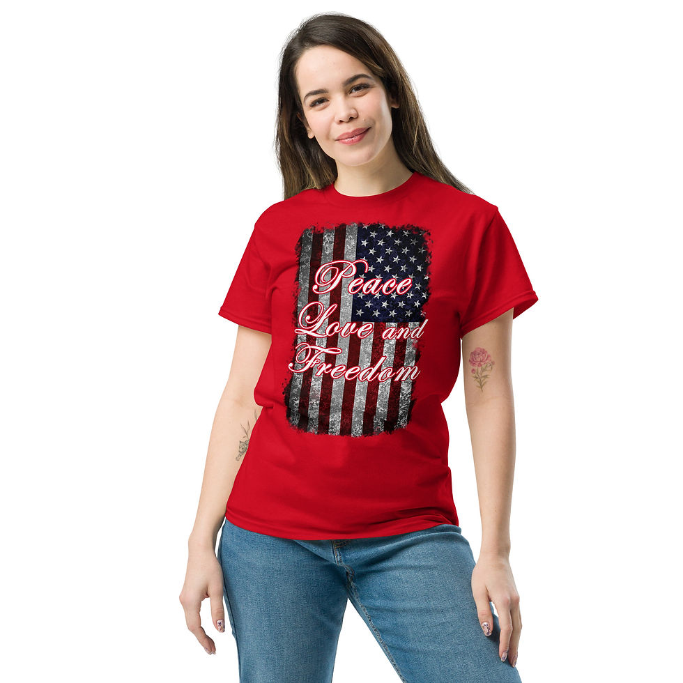 Thumbnail: Peace, Love and Freedom - Dark Unisex classic tee
