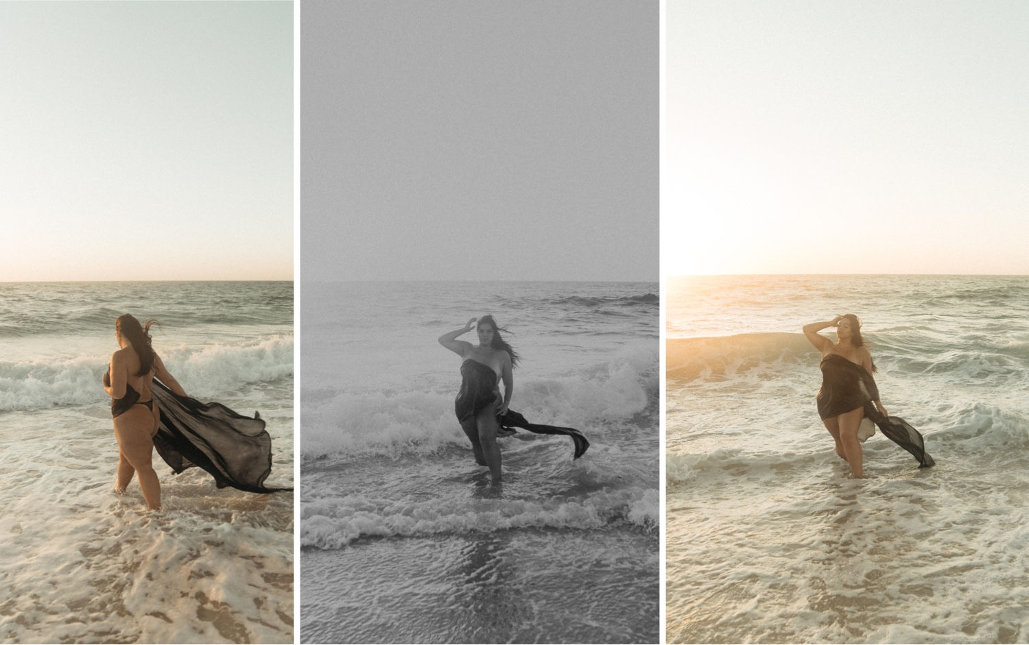 Perth boudoir photoshoot at beach using fabric