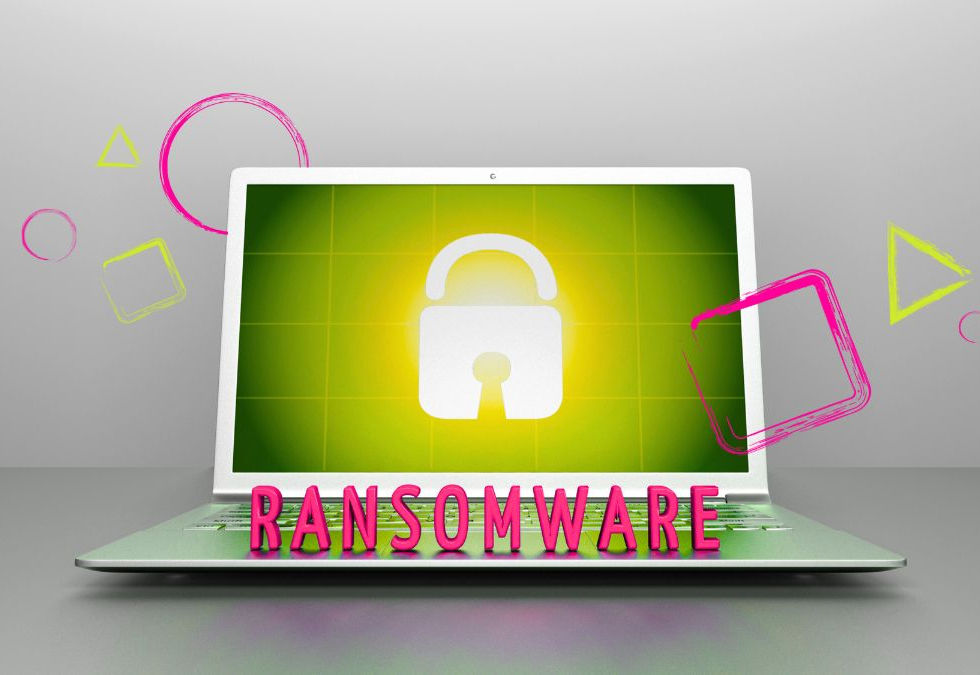 von Ransomware befallener Laptop