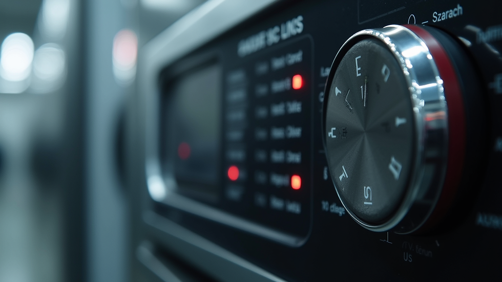 Close-up view of a washing machine control panel showing error codes