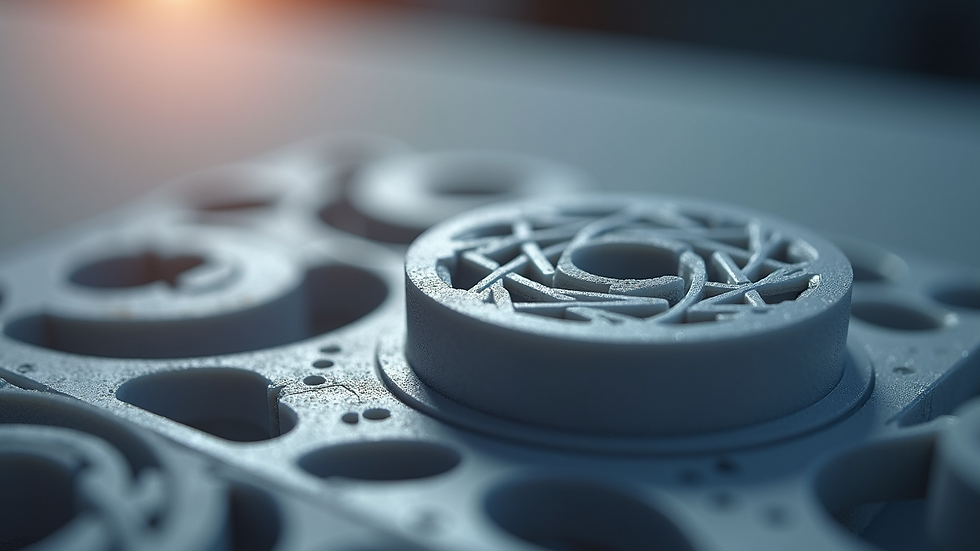 Eye-level view of a 3D printed part with complex internal lattice structure