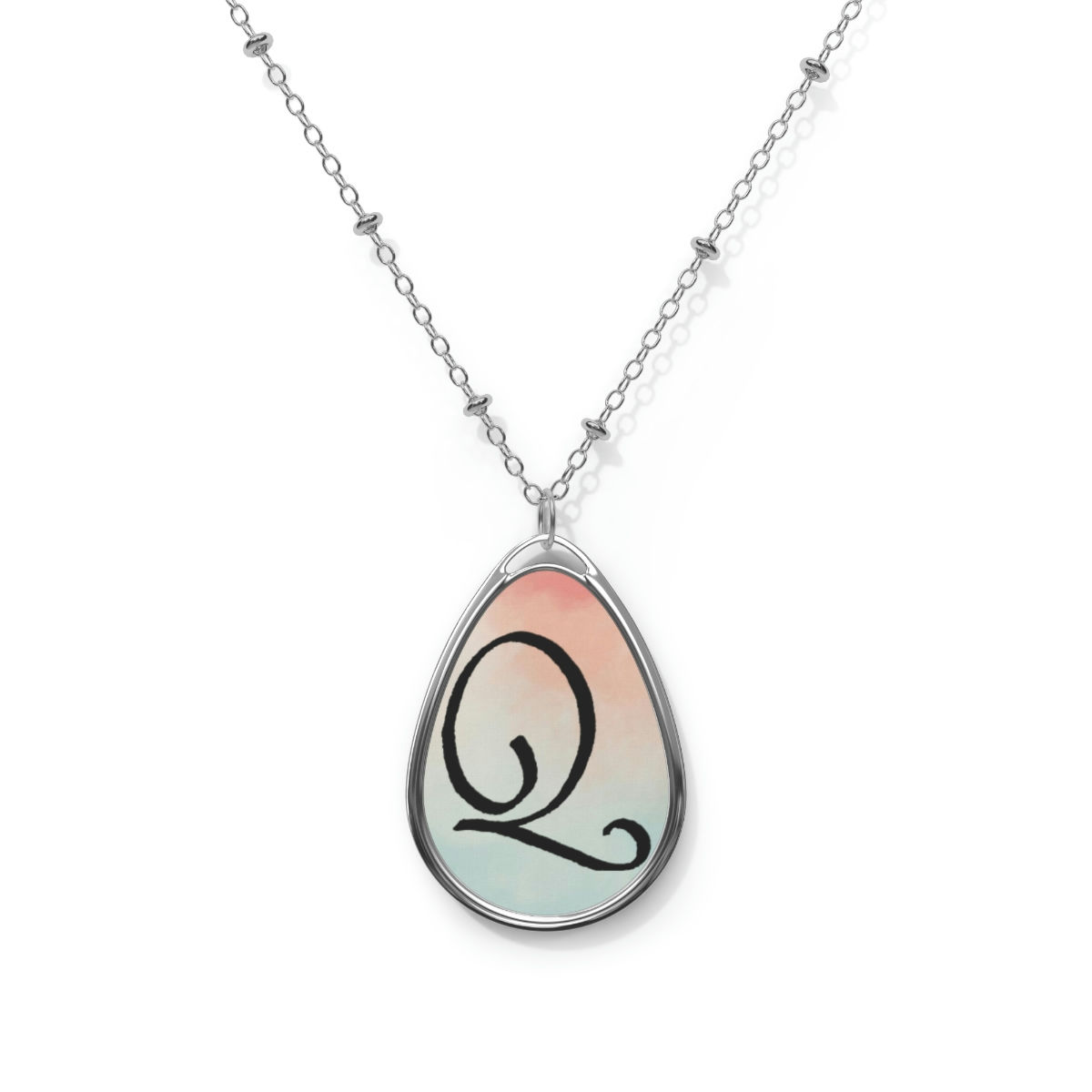 Initial Q Oval Necklace