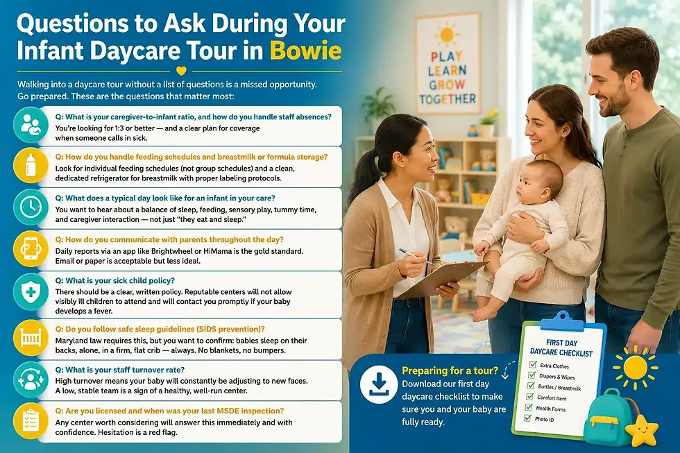 Questions to Ask During Your Infant Daycare Tour in Bowie