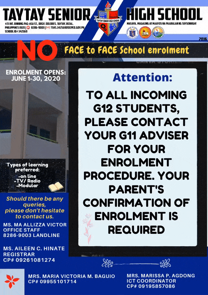 Old Students Incoming Grade 12 contact y