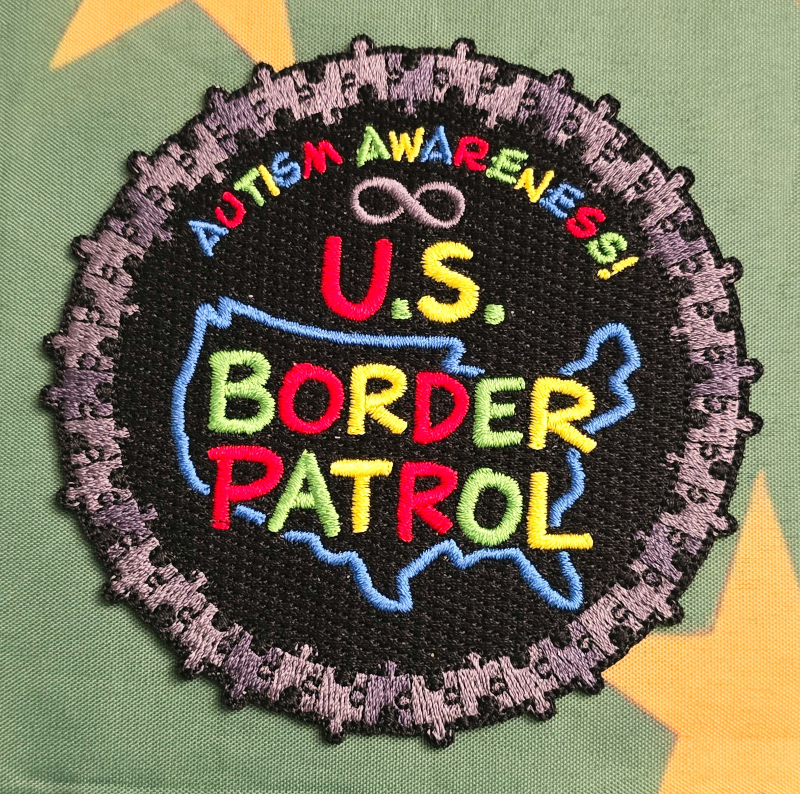 Autism - US Border Patrol Awareness Patch, 3.75 inches Iron On Backing