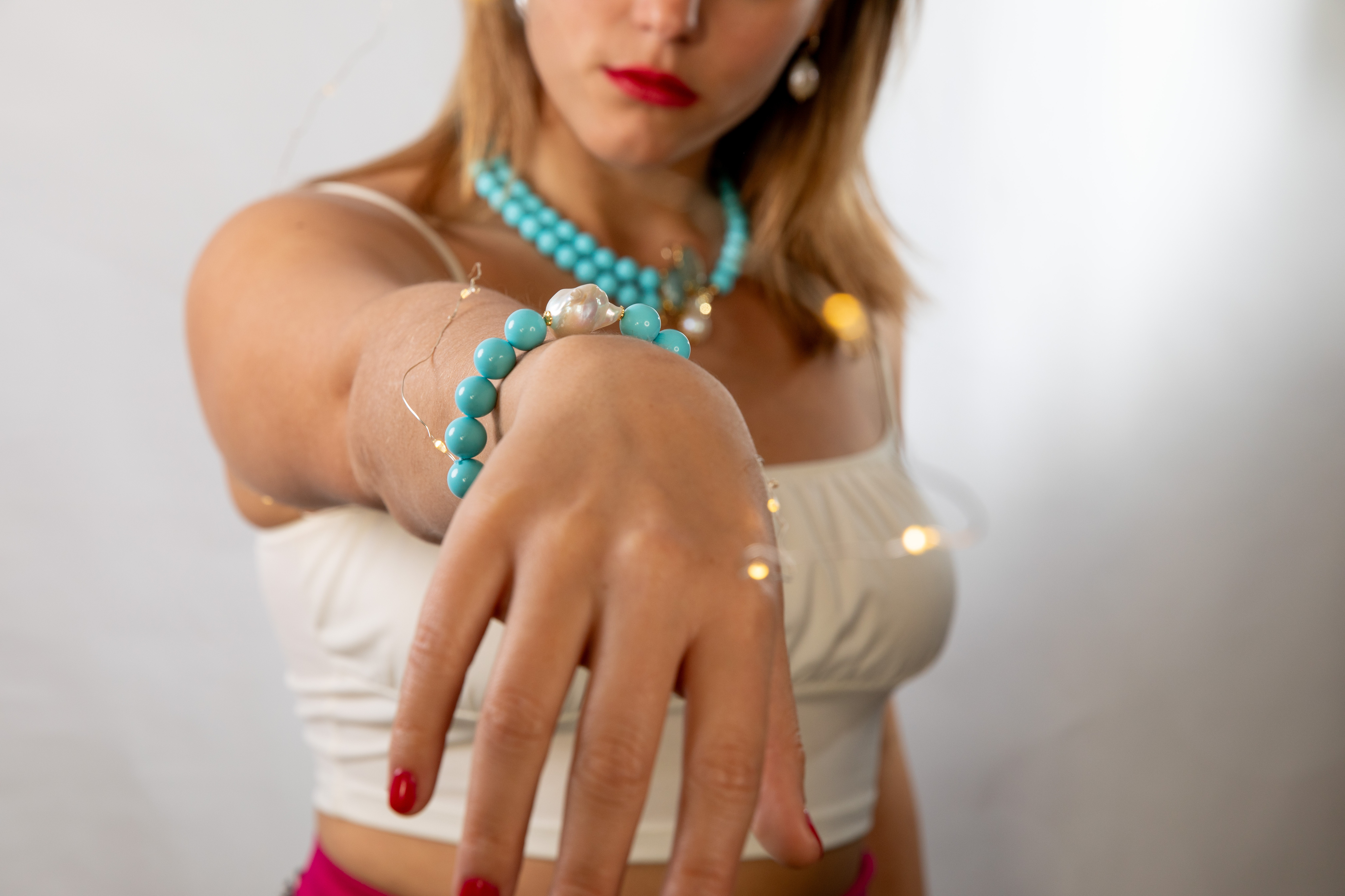 Bracciale P. Turchese 4 Fiori e Scaramazza B14
