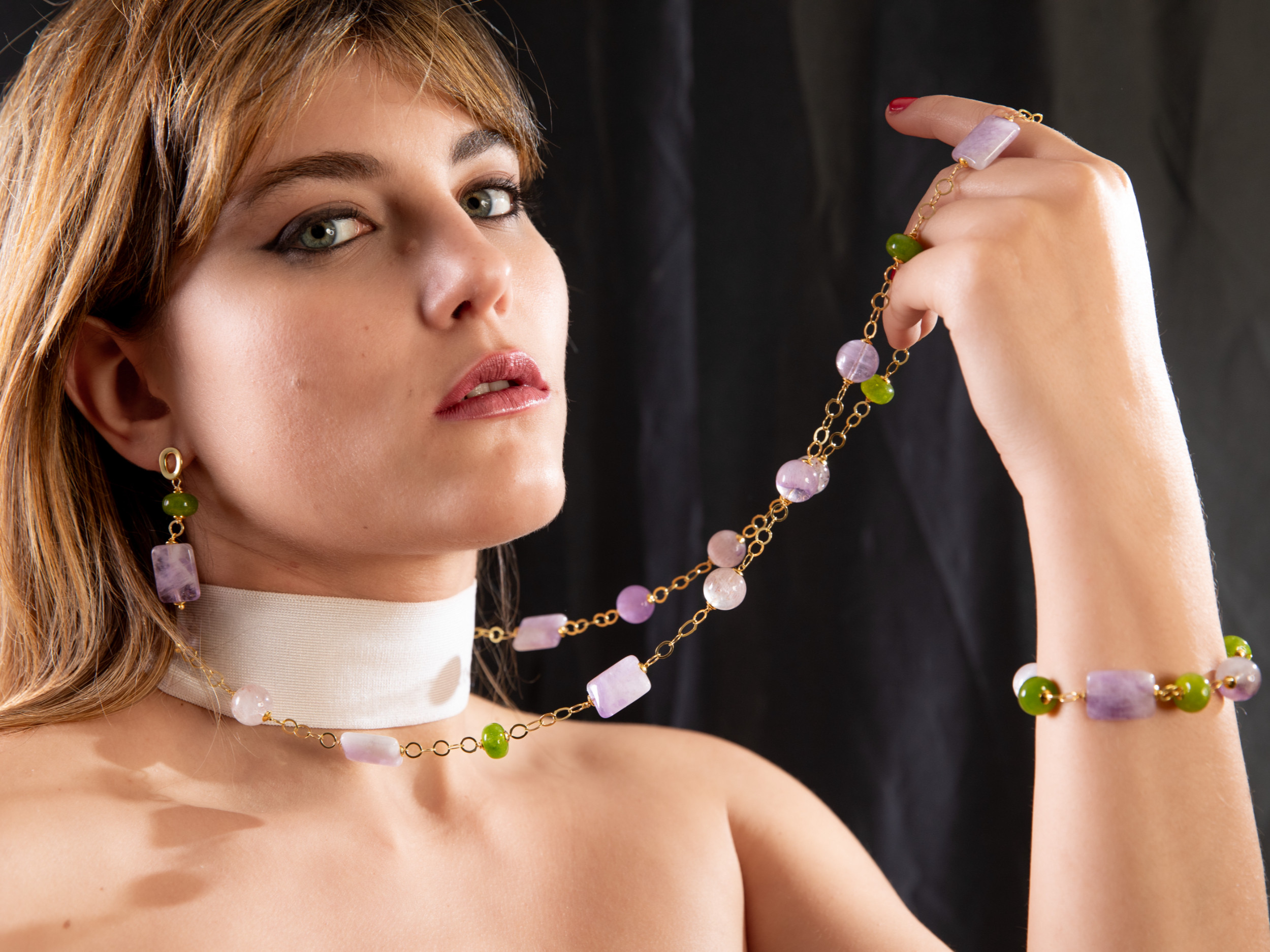Collana Ametista Ret. e Peridoto C4